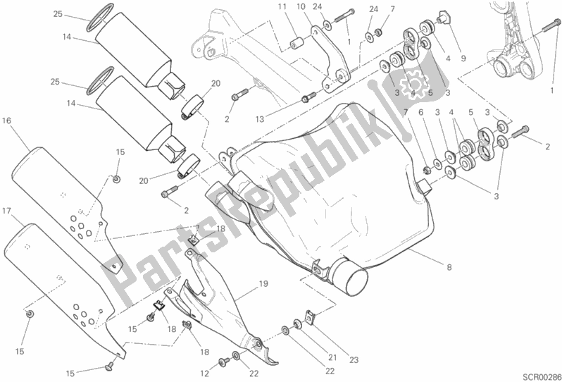 Alle onderdelen voor de Uitlaatdemper van de Ducati Scrambler Cafe Racer USA 803 2019